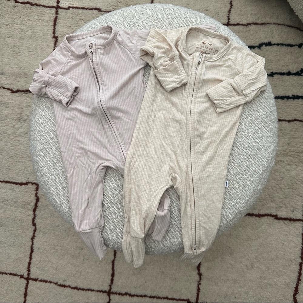 Bamboo Ribbed Zip Romper (Set of 2)